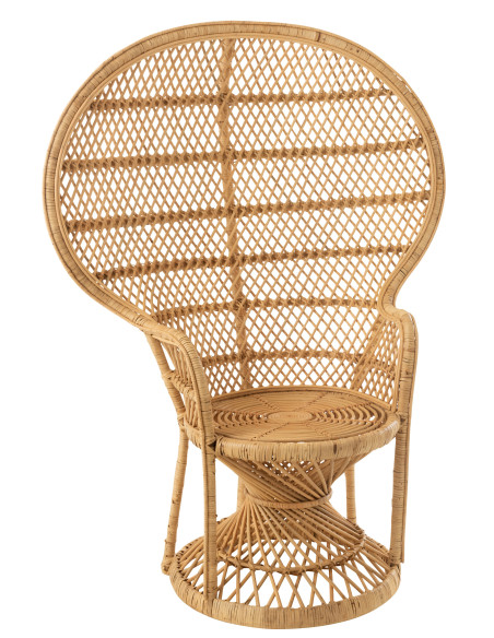 Chaise Paon avec Coussin en Rotin NaturelJ-Line Chaise Paon avec Coussin en Rotin NaturelJ-Line