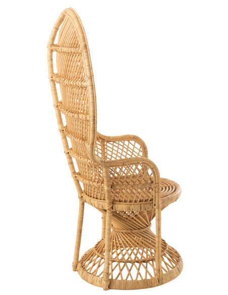 Chaise Paon avec Coussin en Rotin NaturelJ-Line Chaise Paon avec Coussin en Rotin NaturelJ-Line
