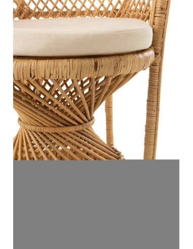Chaise Paon avec Coussin en Rotin NaturelJ-Line