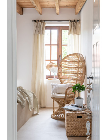 Chaise Paon avec Coussin en Rotin NaturelJ-Line