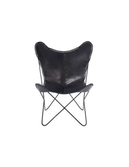 Chaise longue en cuir/métal noirJ-Line