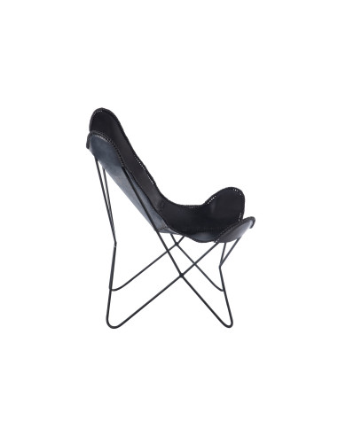Chaise longue en cuir/métal noirJ-Line