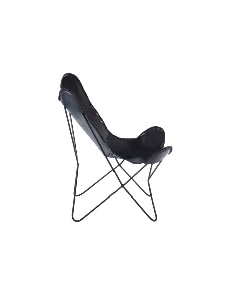 Chaise longue en cuir/métal noirJ-Line