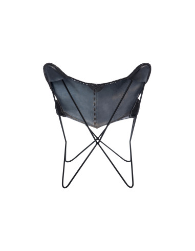 Chaise longue en cuir/métal noirJ-Line