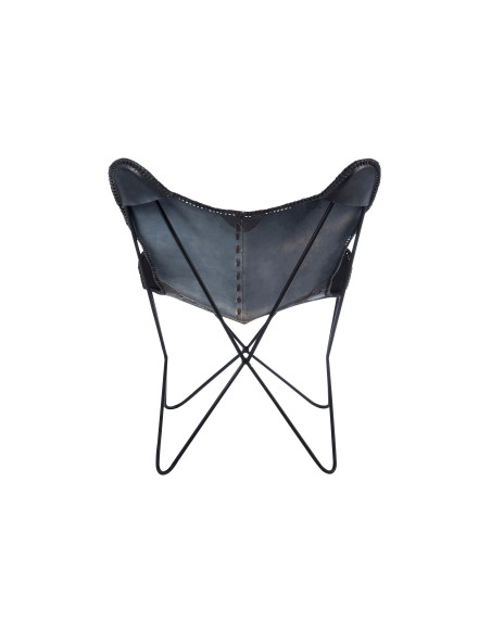 Chaise longue en cuir/métal noirJ-Line