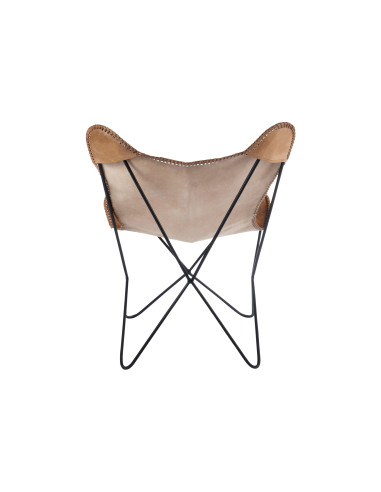 Chaise longue en cuir/métal cognacJ-Line