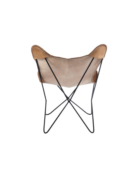 Chaise longue en cuir/métal cognacJ-Line