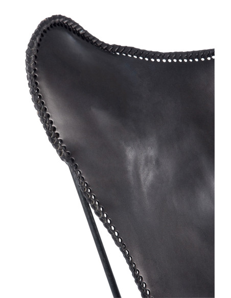 Chaise longue en cuir/métal noirJ-Line