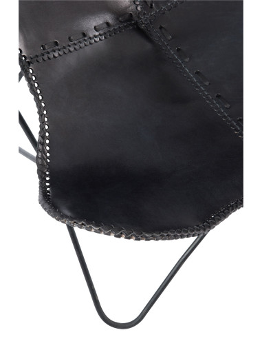 Chaise longue en cuir/métal noirJ-Line