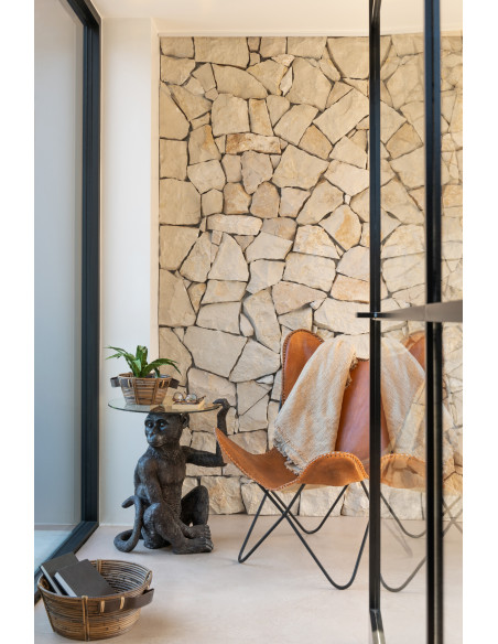 Chaise longue en cuir/métal cognacJ-Line