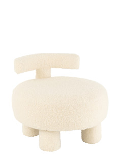 Tabouret rond avec dossier en bouclé blanc