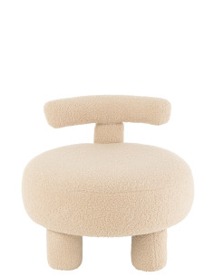 Tabouret rond avec dossier en bouclé beige chaud 2