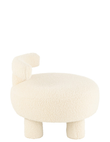 Tabouret rond avec dossier en bouclé blanc