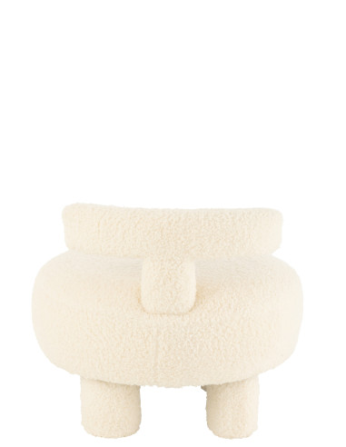 Tabouret rond avec dossier en bouclé blanc