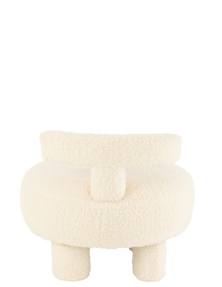 Tabouret rond avec dossier en bouclé blanc