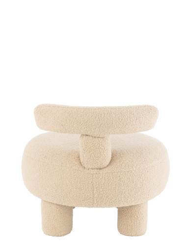 Tabouret rond avec dossier en bouclé beige chaud