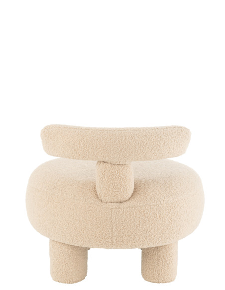 Tabouret rond avec dossier en bouclé beige chaud
