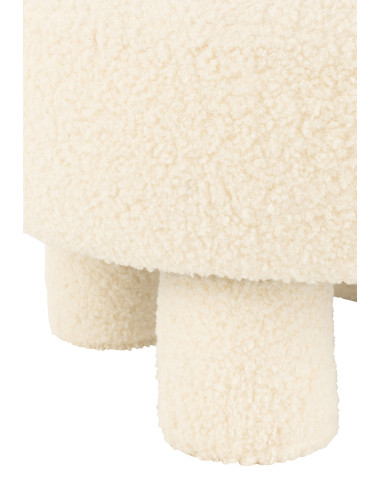 Tabouret rond avec dossier en bouclé blanc