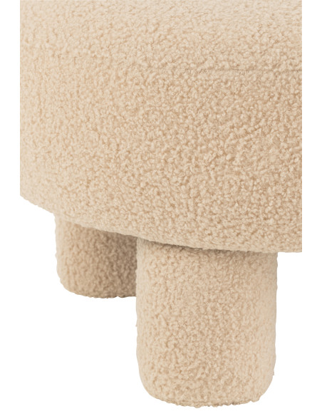 Tabouret rond avec dossier en bouclé beige chaud