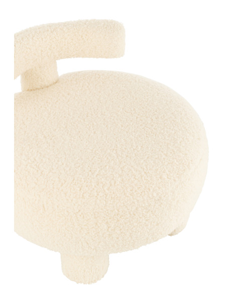 Tabouret rond avec dossier en bouclé blanc