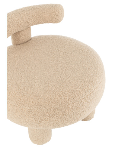 Tabouret rond avec dossier en bouclé beige chaud