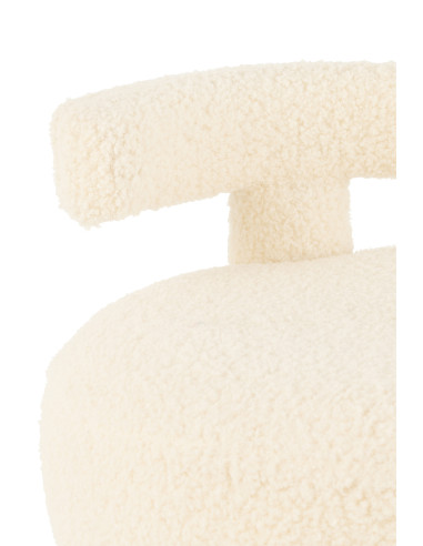 Tabouret rond avec dossier en bouclé blanc