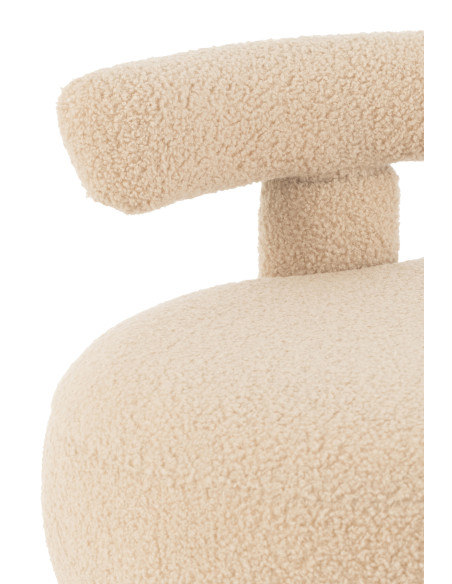Tabouret rond avec dossier en bouclé beige chaud