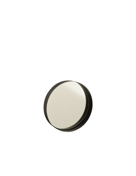 Miroir rond avec bordure en métal noir, petit.J-Line Miroir rond avec bordure en métal noir, petit.J-Line