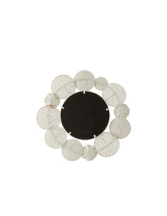 Miroir Rond Cercles Métal Blanc/OrJ-Line 2