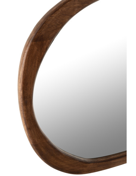 Miroir en bois de manguier irrégulier foncé de grande tailleJ-Line