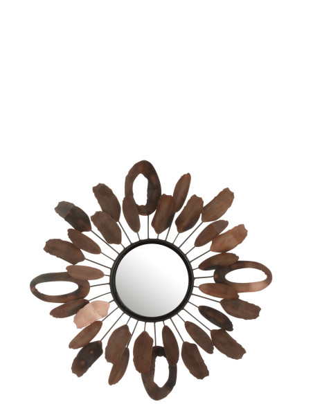 Morceaux de miroir ovale en métal marronJ-Line Morceaux de miroir ovale en métal marronJ-Line