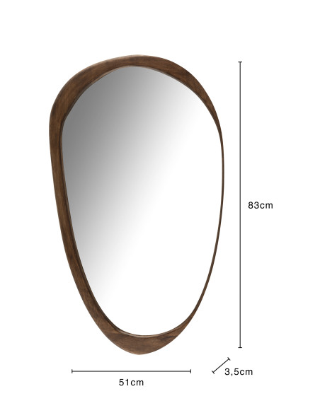 Miroir en bois de manguier irrégulier foncé de grande tailleJ-Line