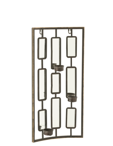 Décoration murale Porte-bougie photophore en métal/miroir gris petitJ-Line