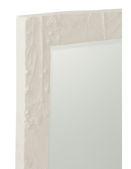 Miroir Rectangle Relief Fleur Résine Blanc PetitJ-Line Miroir Rectangle Relief Fleur Résine Blanc PetitJ-Line