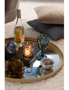 Miroir rond à bordure haute en métal/verre doré petitJ-Line 2