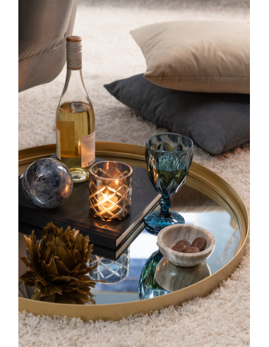 Miroir rond à bordure haute en métal/verre doré petitJ-Line