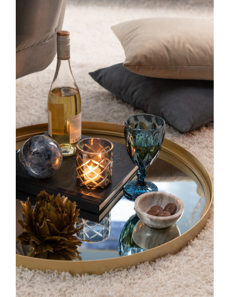 Miroir rond à bordure haute en métal/verre doré petitJ-Line Miroir rond à bordure haute en métal/verre doré petitJ-Line