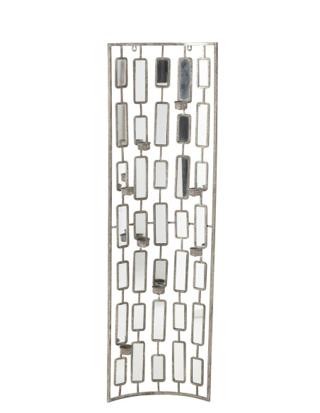 Décoration murale Porte-bougie photophore en métal/miroir Gris GrandJ-Line Décoration murale Porte-bougie photophore en métal/miroir Gris GrandJ-Line