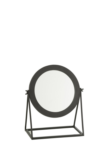 Miroir rond sur pied en métal noirJ-Line Miroir rond sur pied en métal noirJ-Line