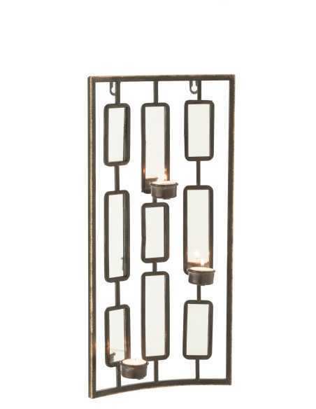 Décoration murale Porte-bougie photophore en métal/miroir gris petitJ-Line