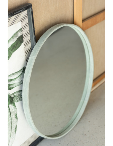 Miroir rond en cuir vert petitJ-Line