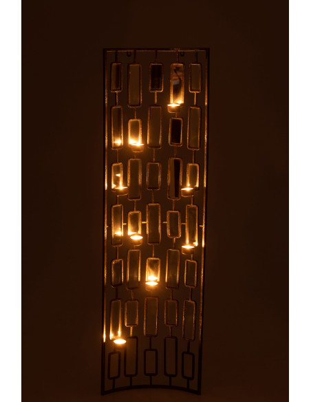 Décoration murale Porte-bougie photophore en métal/miroir Gris GrandJ-Line Décoration murale Porte-bougie photophore en métal/miroir Gris GrandJ-Line