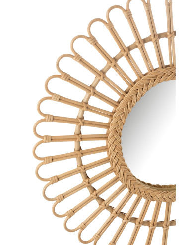Miroir Ellen Rond en Rotin Naturel PetitJ-Line