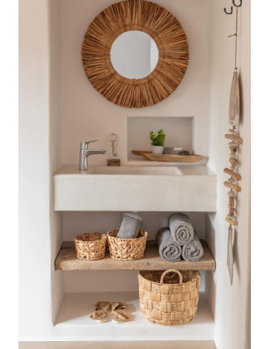 Miroir Maurice Rond en Jacinthe d'Eau Marron PetitJ-Line