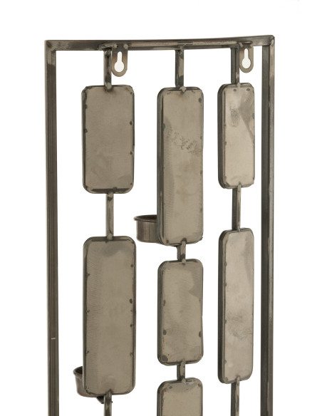Décoration murale Porte-bougie photophore en métal/miroir gris petitJ-Line