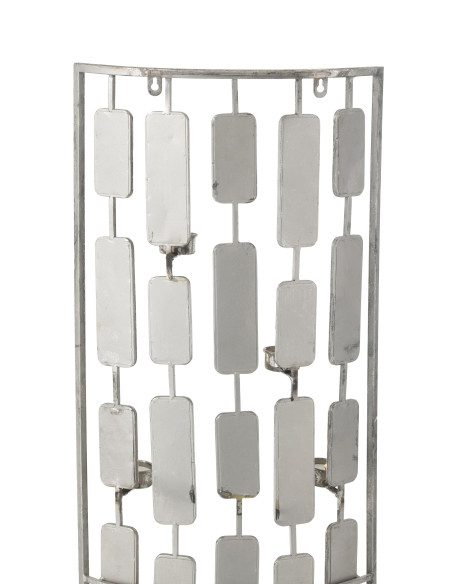 Décoration murale Porte-bougie photophore en métal/miroir Gris GrandJ-Line Décoration murale Porte-bougie photophore en métal/miroir Gris GrandJ-Line