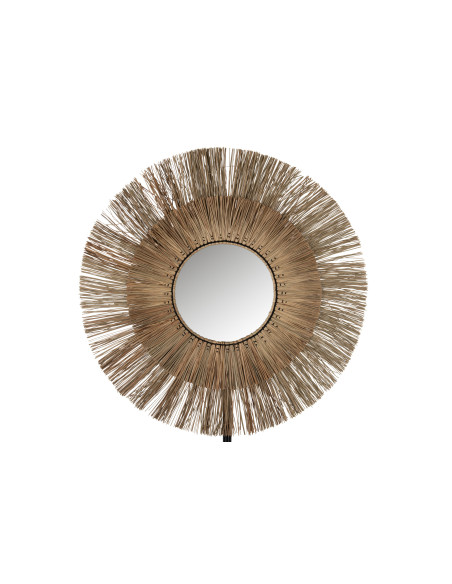 Miroir Mendi Rond en Herbe Naturelle GrandJ-Line Miroir Mendi Rond en Herbe Naturelle GrandJ-Line