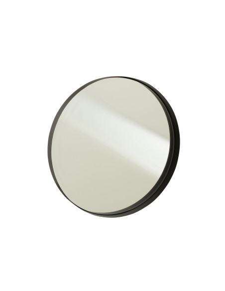 Miroir à bordure ronde en métal noir de grande tailleJ-Line Miroir à bordure ronde en métal noir de grande tailleJ-Line