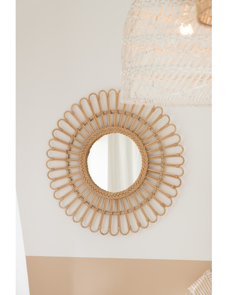 Miroir Ellen Rond en Rotin Naturel PetitJ-Line Miroir Ellen Rond en Rotin Naturel PetitJ-Line