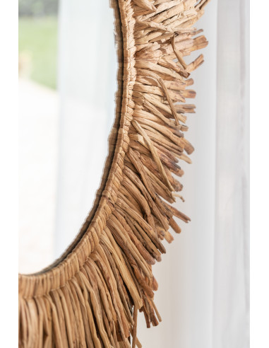 Miroir Maurice Rond en Jacinthe d'eau Marron GrandJ-Line